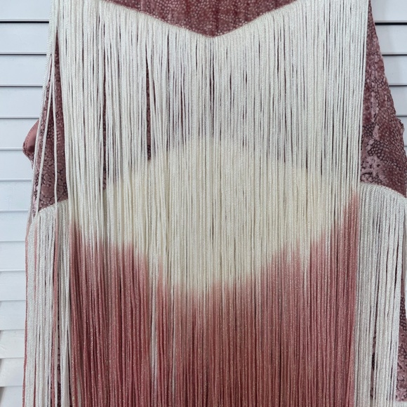 ALEXIS Cream/Blush Fringed Velvet Mini Dress (NEW WITH TAGS) - Picture 4 of 7